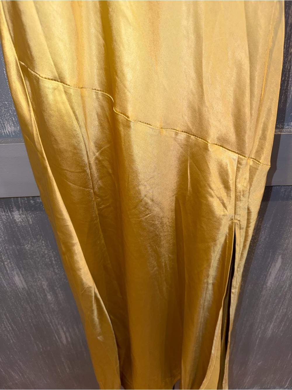 Selfie Leslie Acapulco Cami Strap Tied Back Satin Maxi Dress Lemon Yellow S - Picture 6 of 8